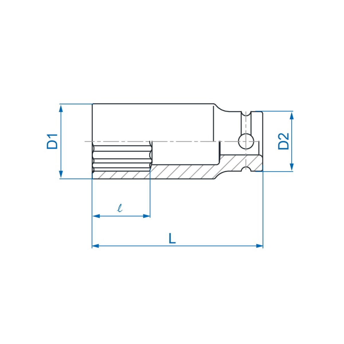 1/2 hlavice nástrčná CrMo, 12 hran, 1 x 80 mm