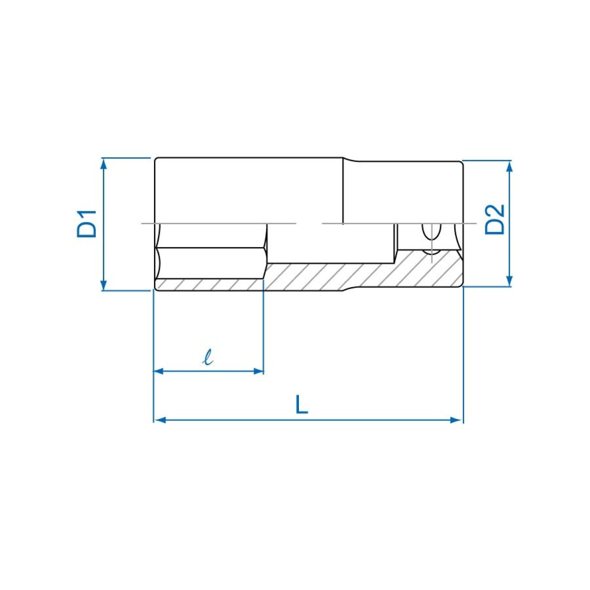 1/2 hlavice nástrčná prodloužená 6 hran 20 mm x 77 mm