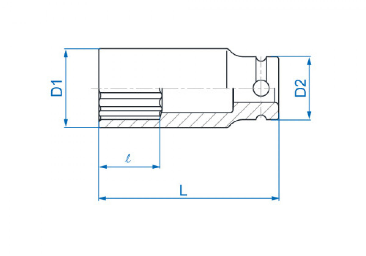 1/2 hlavice nástrčná CrMo, 12 hran, 19 x 80 mm