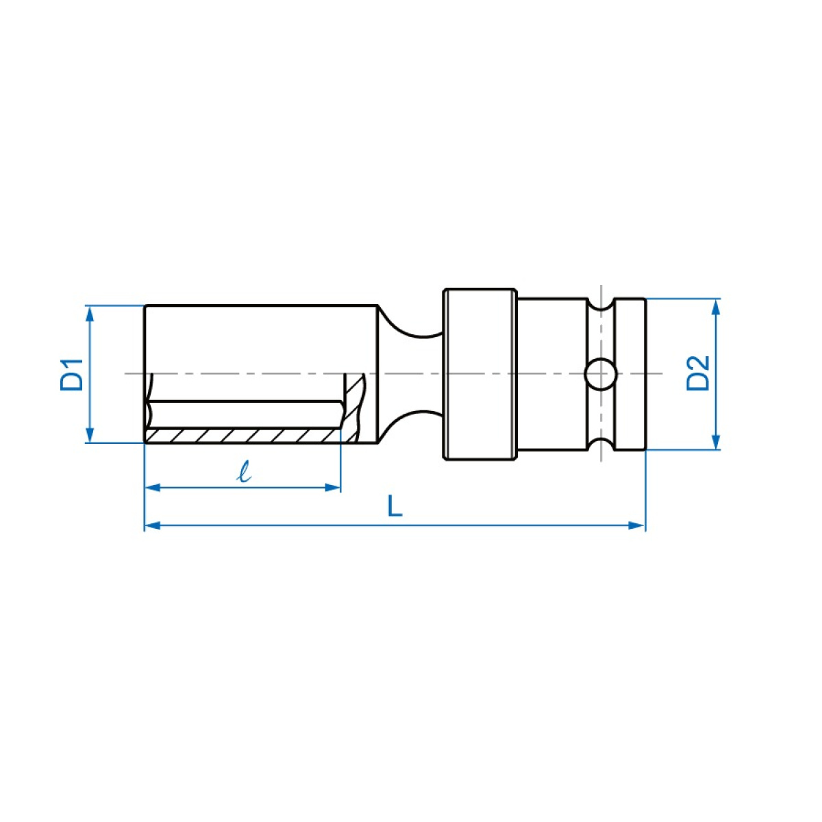 1/2 hlavice nástrčná s kloubem CrMo 6 hran 11 mm x 91mm