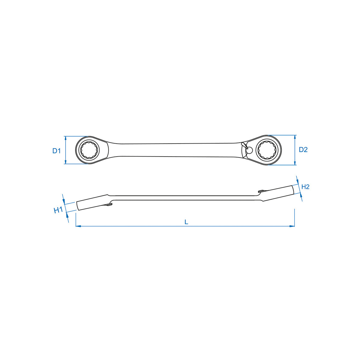 Klíč ráčnový oboustranný přepínatelný zalomený, 17x19 mm