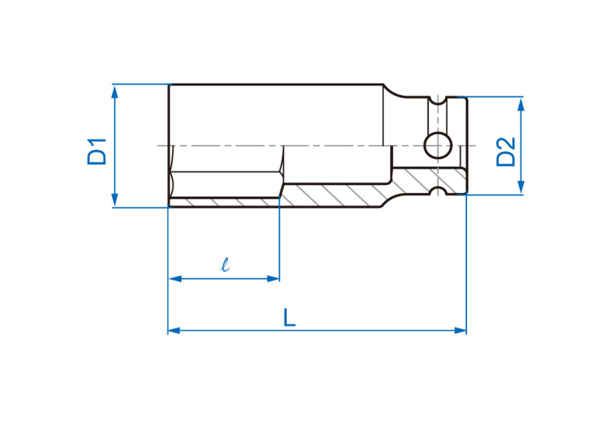 3/4 hlavice nástrčná dlouhá CrMo 6 hran 33 mm