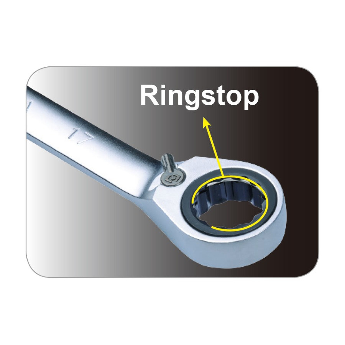 Klíč ráčnový s přepínací páčkou a ringstop 178 x  13mm