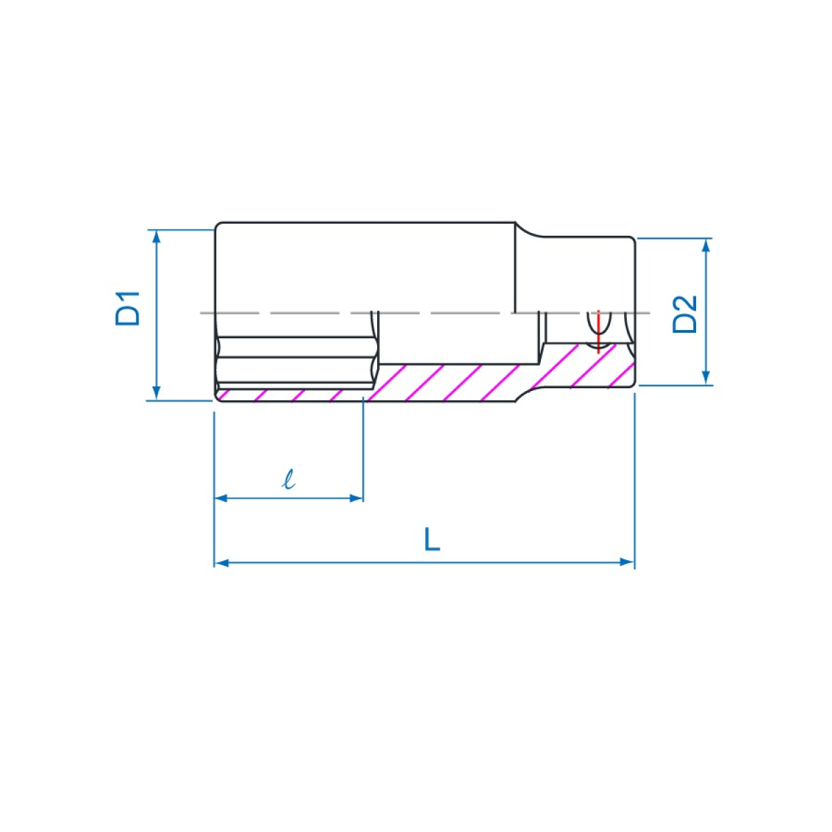 3/4 hlavice nástrčná prodloužená 12 hran 32x90 mm