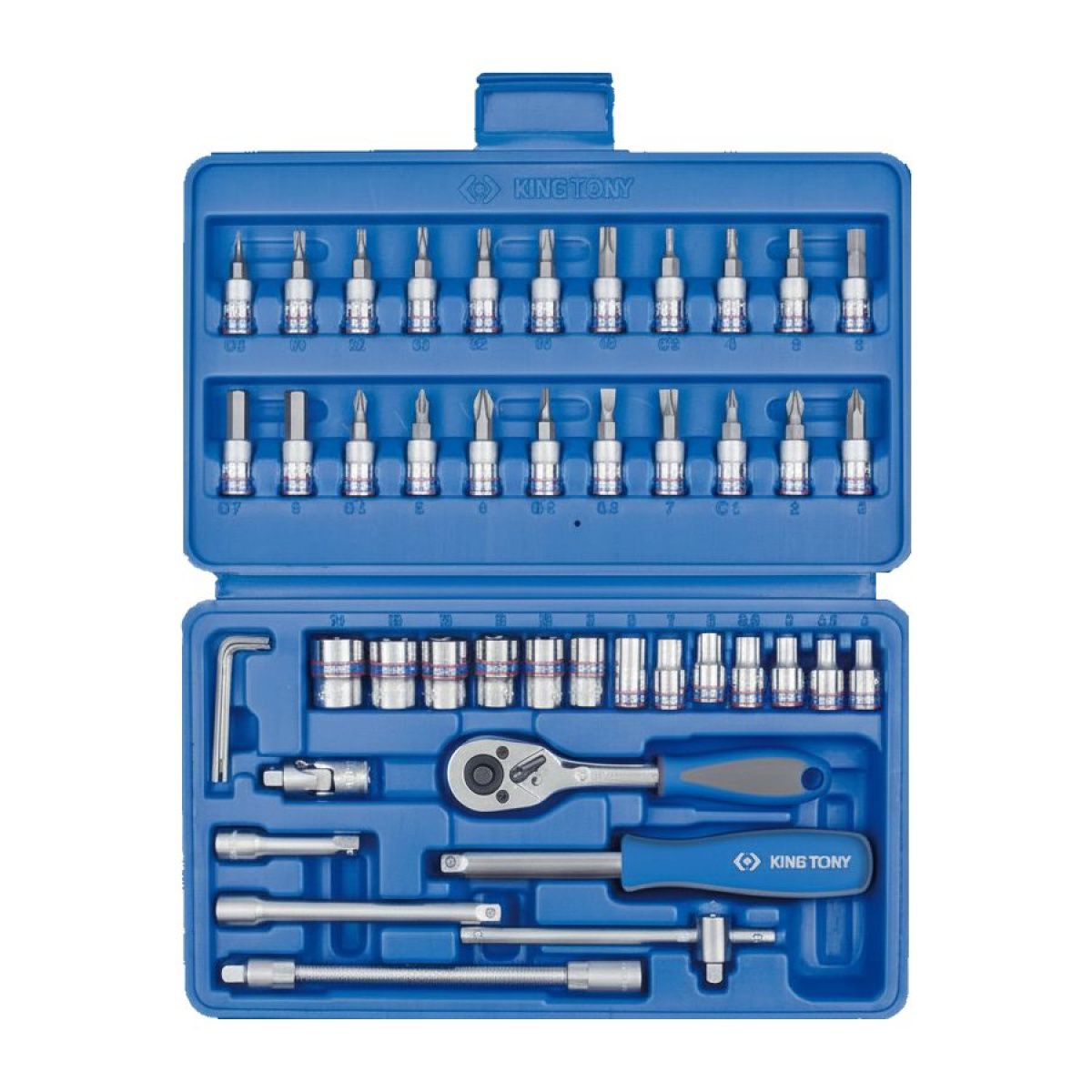 1/4 sada hlavic 2335M (4-14mm), zástrčných hlavic a přísl. 46 ks plast