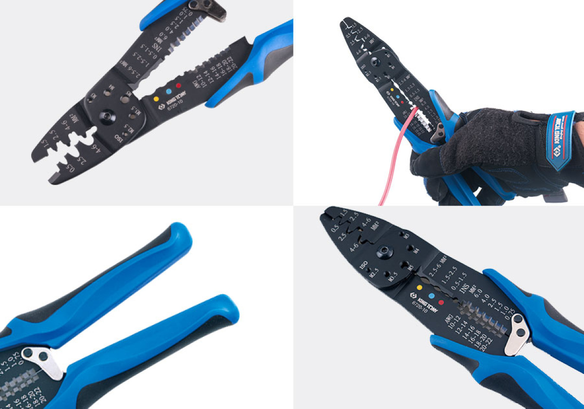 Kleště krimpovací 250mm pro izolované i neizolované kabelové koncovky, otevřené i uzavřené