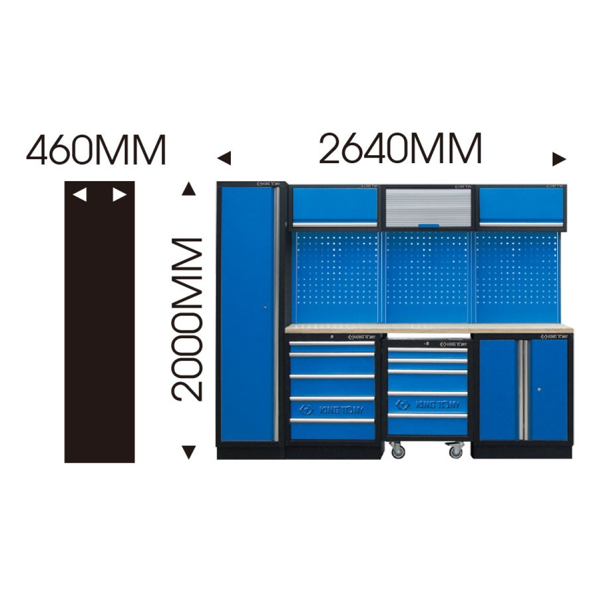 Sada dílenského nábytku č.4 (modrý), 2640x460x2000mm