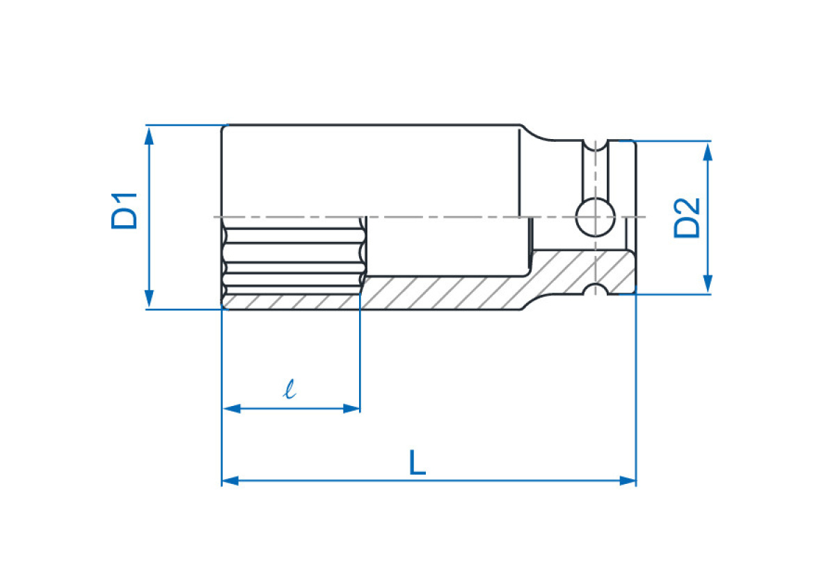 1/2'' hlavice nástrčná tenkostěnná CrMo 12 hran 11mm L 80mm