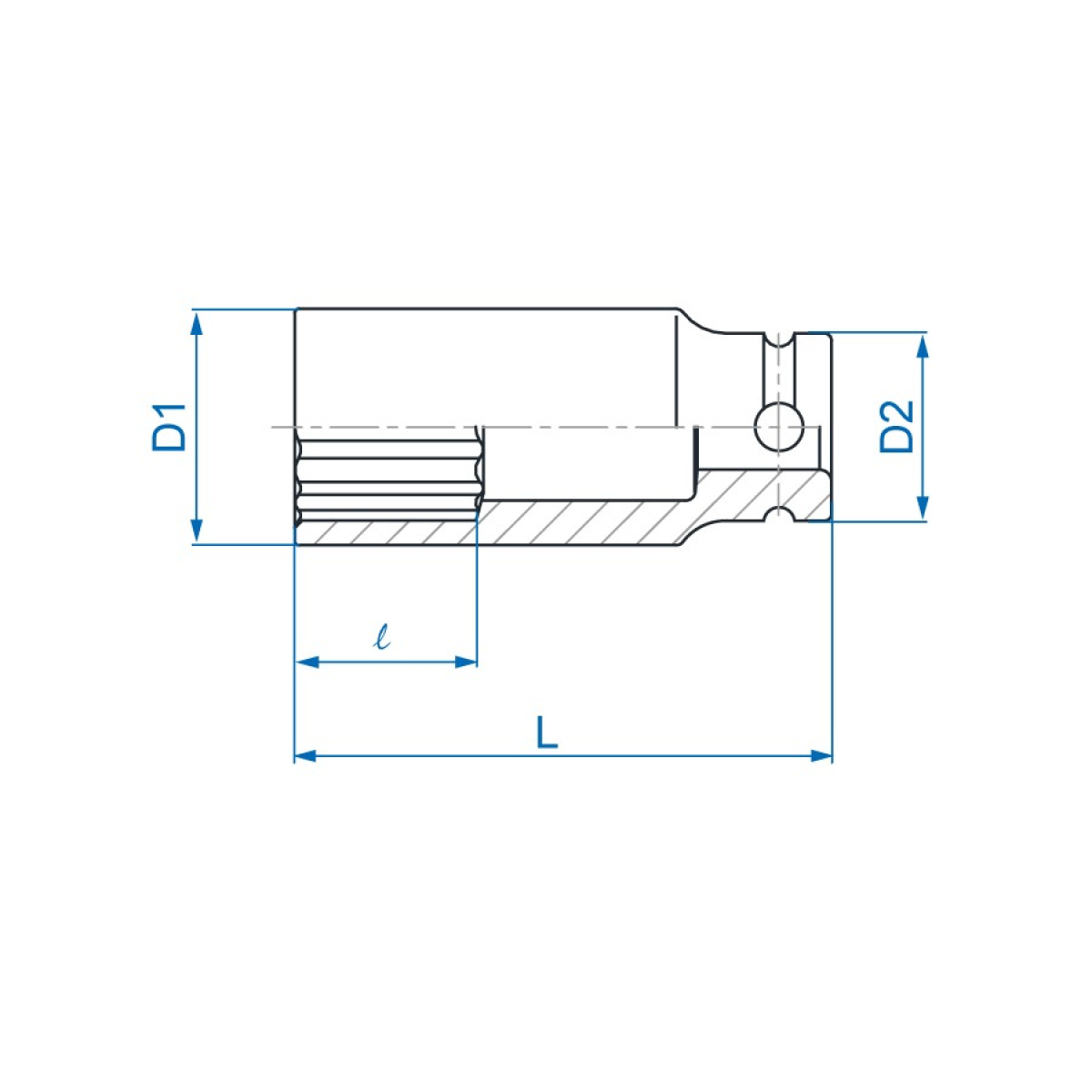 1/2 hlavice nástrčná CrMo, 12 hran, 16 x 80 mm