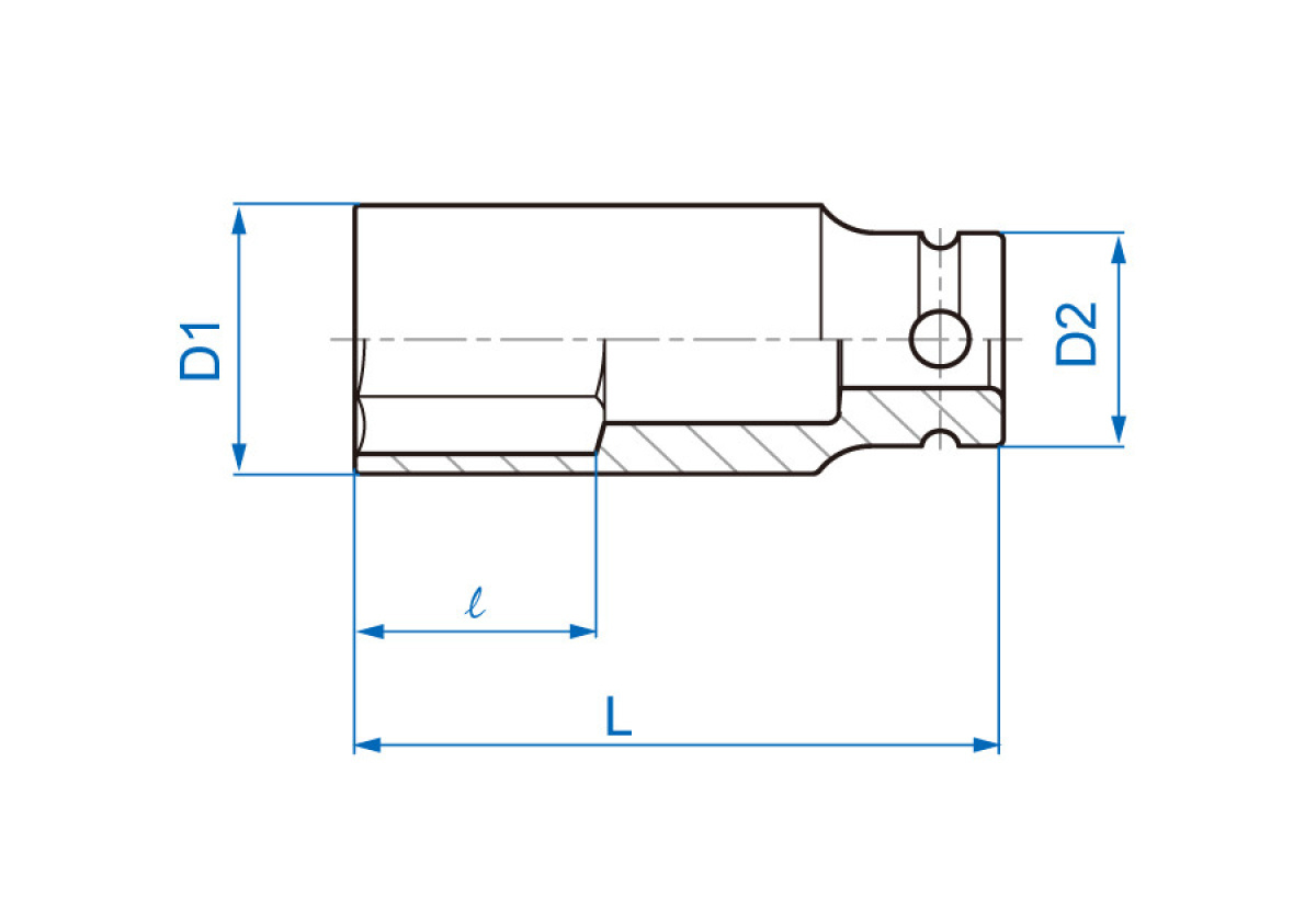 1/2 hlavice nástrčná tenkostěnná CrMo 6 hran 12 mm L 80mm