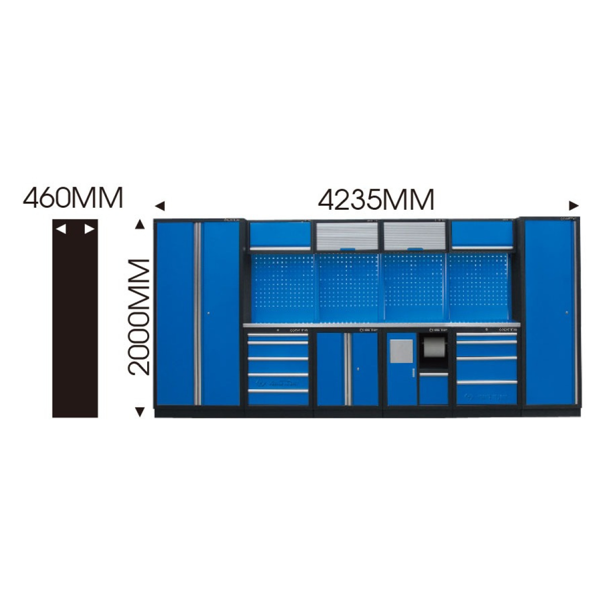 Sada dílenského nábytku č.2 (modrý), 4235x460x2000mm