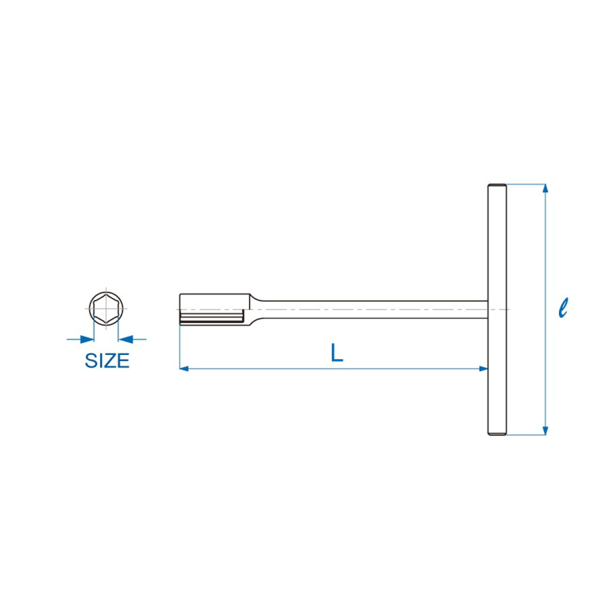 Klíč T nástrčný dlouhý 12 mm, L 200x300 mm