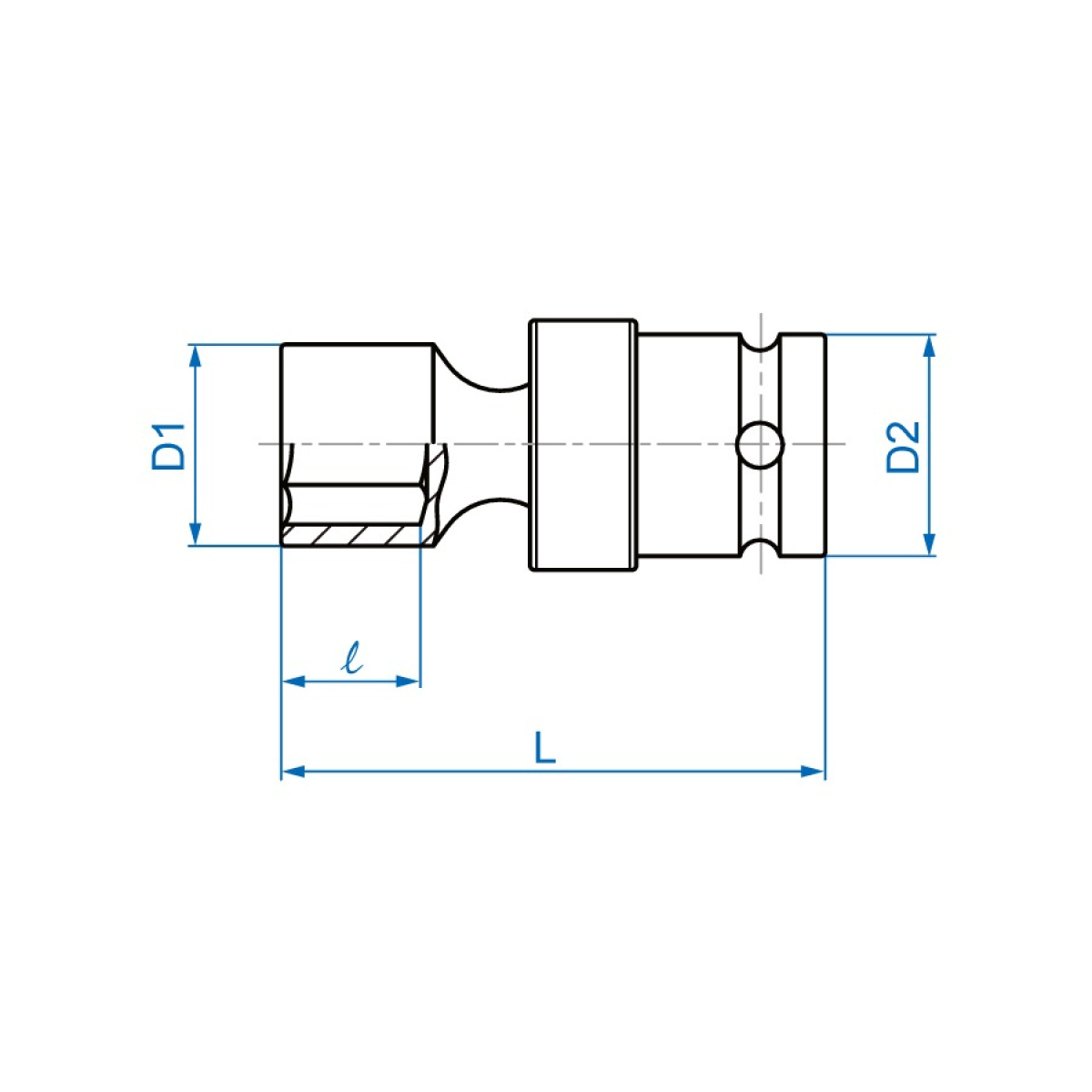 1/2 hlavice nástrčná s kloubem CrMo 6 hran 22 mm x 64mm