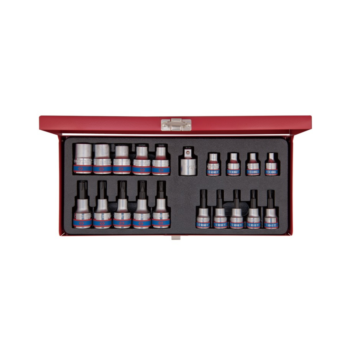 3/8+1/2 sada E6 - E20, T10 - T55, plech. pouzdro, 20 ks, metrická