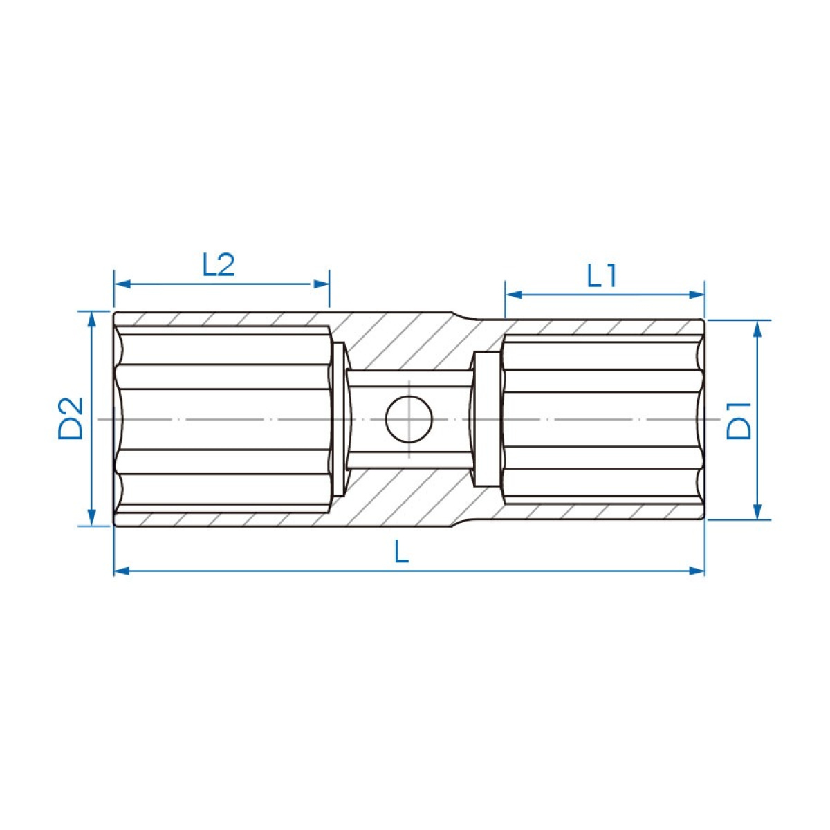 1/2 hlavice dvoustranná CrMo 6 hran 19/21mm x 77mm