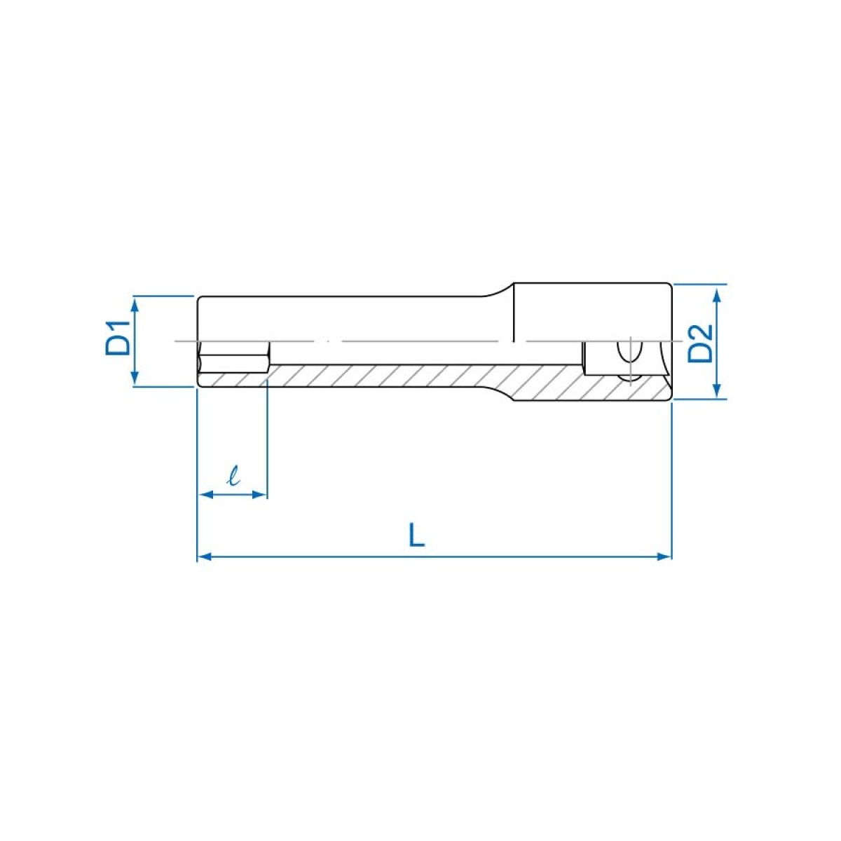 1/2 hlavice nástrčná dlouhá 6 hran 12 mm L 120 mm