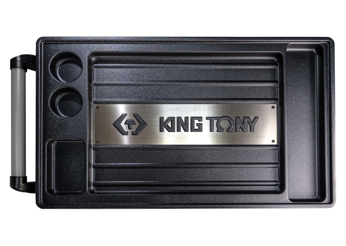 Vozík dílenský, 7 šuplíků, boční kabinet a odpadkový koš, šedý