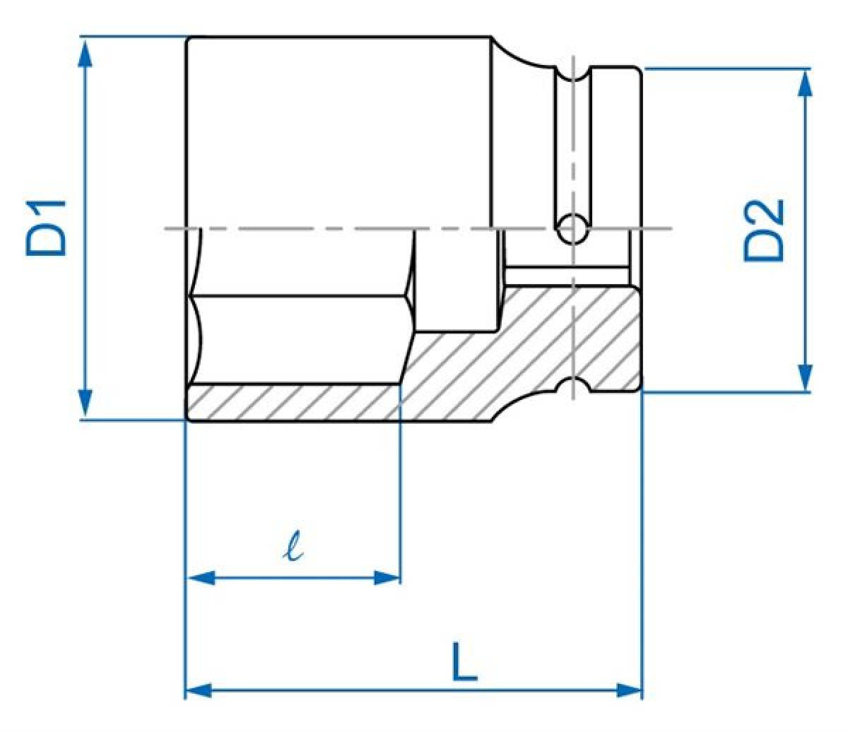 1 hlavice nástrčná dlouhá CrMo 6 hran 60 mm