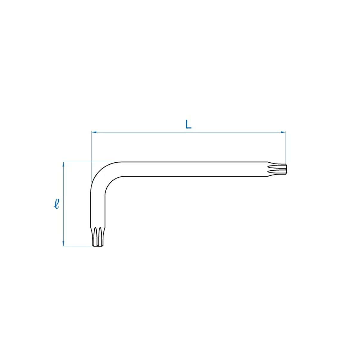 Klíč L zástrčný TORX s otvorem T10 L 91 mm