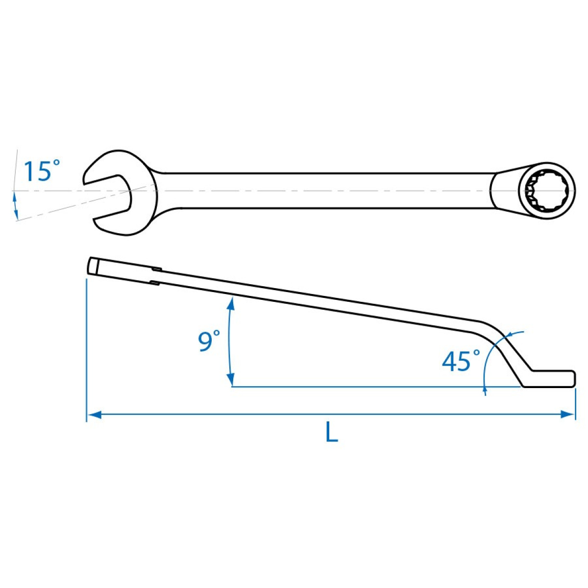 Klíč maticový očkoplochý vyhnutý 45* 17 mm