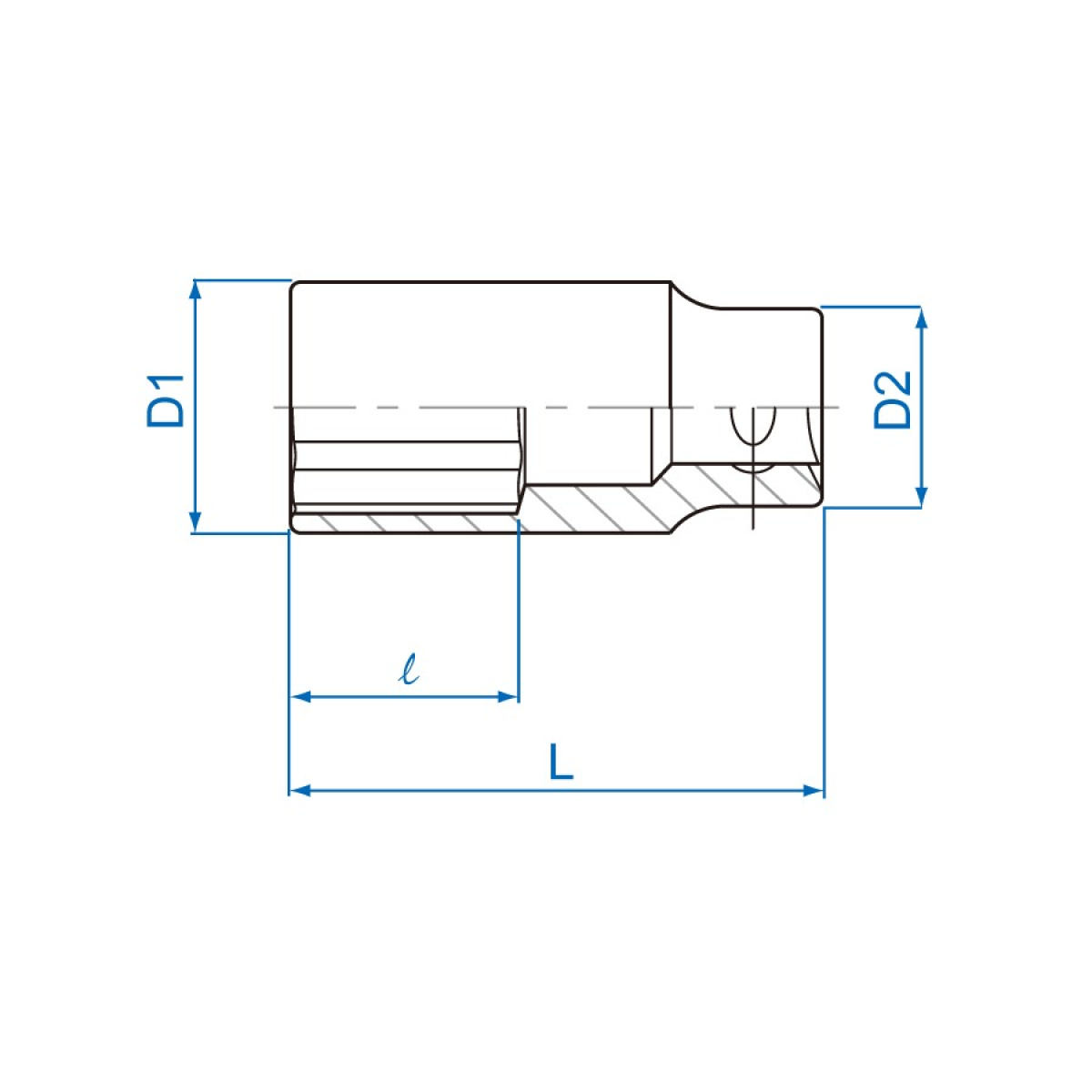 3/8 hlavice nástrčná prodloužená, 6 hran, 12 mm