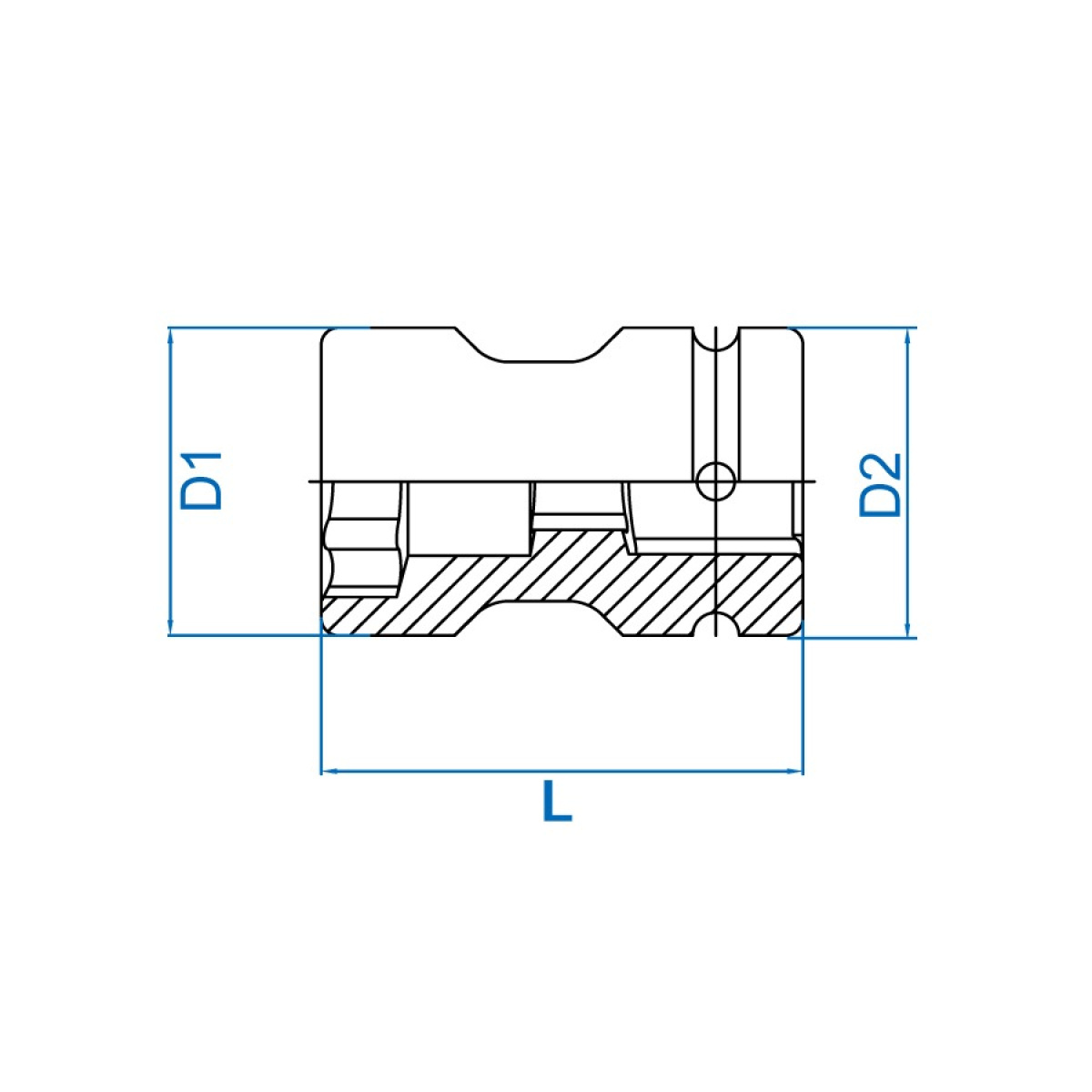 1 hlavice nástrčná CrMo 6/4 hran 41x21x87mm, pro zadní dvojmontáž