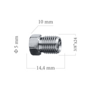Šroubení brzdového potrubí 3/8x24 UNF 4,75 mm L14,4 mm 5-100-117