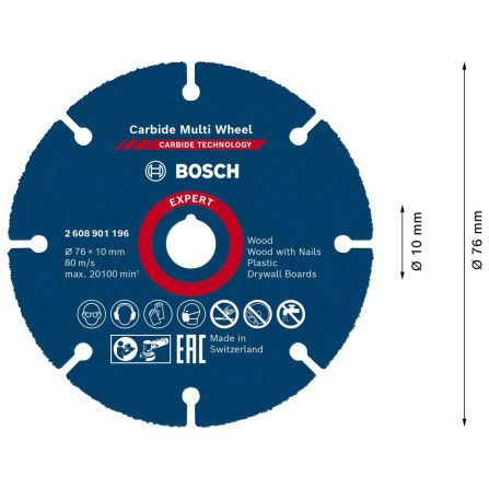 Víceúčelový řezný kotouč Bosch Expert Carbide Multi Wheel 76 mm 2608901196 - 4