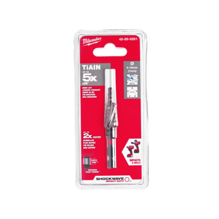 Vrták stupňovitý 4 - 12 mm 9  stupňů 83 mm Milwaukee 48899261 - 3