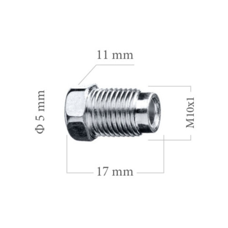Šroubení brzdového potrubí M10x1 4,75 mm 17 mm 5-100-105 - 2 Šroubení brzdového potrubí M10x1 4,75 mm 17 mm 5-100-105 - 2
