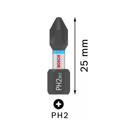 Šroubovací křížový bit Bosch PRO Impact PH2 25 mm 2607002803KS - 2