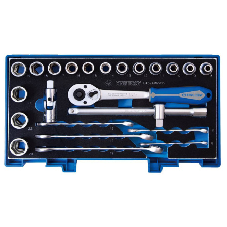 Sada hlavic s ráčnou a příslušenstvím King Tony 1/2 CrV 6 hran 4524MRV05