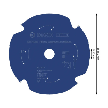 2608902199 Pilový kotouč Bosch Expert for Fiber Cement 160x1,8/1,2x20 T4 zuby-5 2608902199 Pilový kotouč Bosch Expert for Fiber Cement 160x1,8/1,2x20 T4 zuby-5