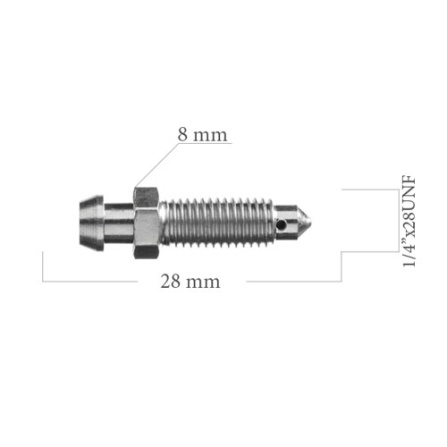 Odvzdušňovací šroub 1/4x28 UNF L=28 mm 5-300-0120