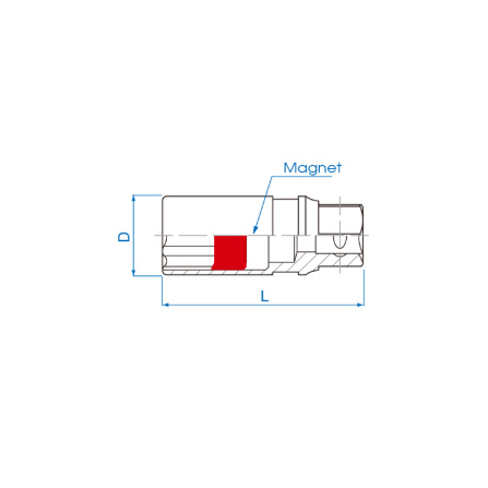 Hlavice nástrčná s magnetem na zapalovací svíčky King Tony 1/2 CrV 12 hran, 21mm 466021 - 2