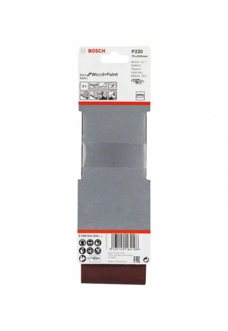 3dílná sada brusných pásů X440; 75 x 533 mm, 220
