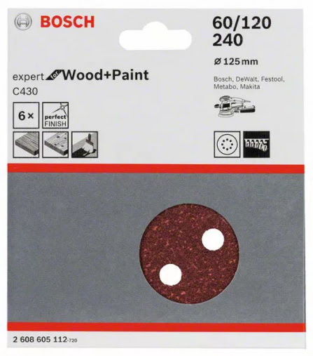 Brusný papír Bosch C430 125 mm sada 6ks