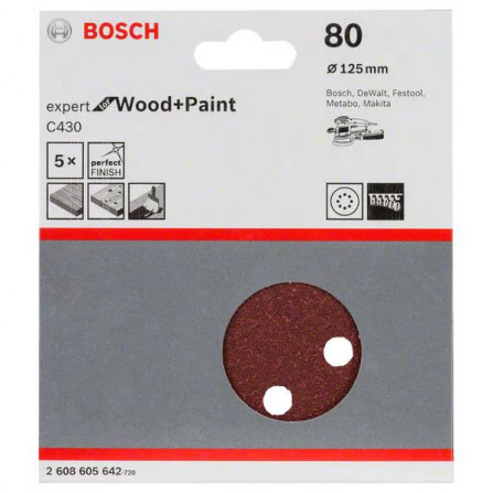 Brusný papír Bosch C430 125 mm 80 bal. 5ks
