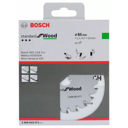 Kotouč pilový Bosch ST WO H 85x15 20z