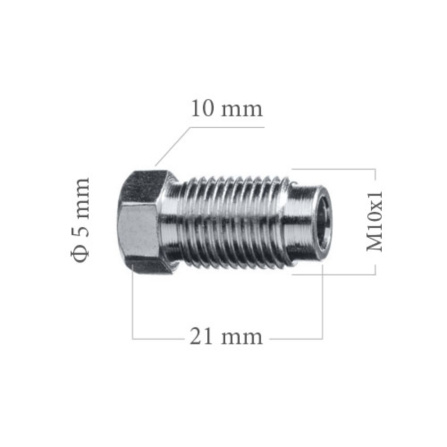 Šroubení brzdového potrubí M10x1 4,75 mm 21 mm 5-100-105S - 2 Šroubení brzdového potrubí M10x1 4,75 mm 21 mm 5-100-105S - 2
