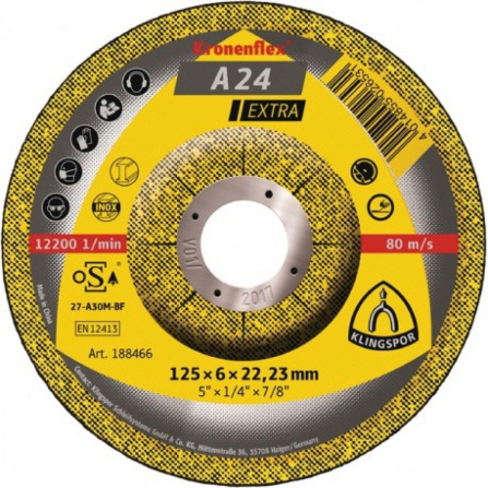 Kotouč brusný Klingspor A24 125x6x22,23 mm 188466