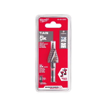 Vrták stupňovitý 4 - 20 mm 9 stupňů 83 mm SHOCKWAVE IMPACT DUTY Milwaukee 48899263 - 3