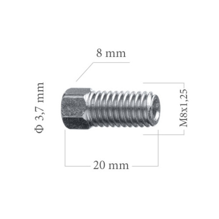 Šroubení brzdového potrubí M8x1,25 3,5 mm L20 mm 5-100-120