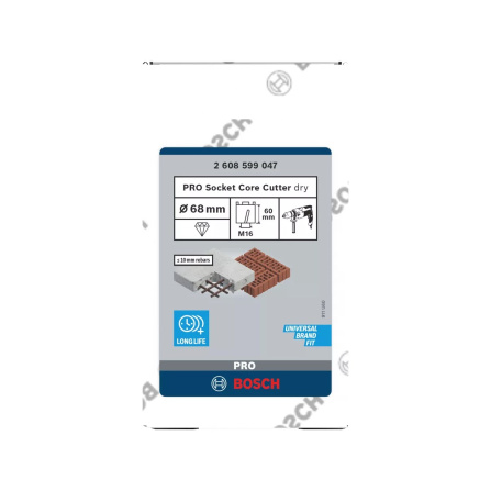 Pila diamantová vykružovací/děrovka na zásuvky Bosch PRO Socket Core Cutter Dry 68 mm 2608599047 - 5
