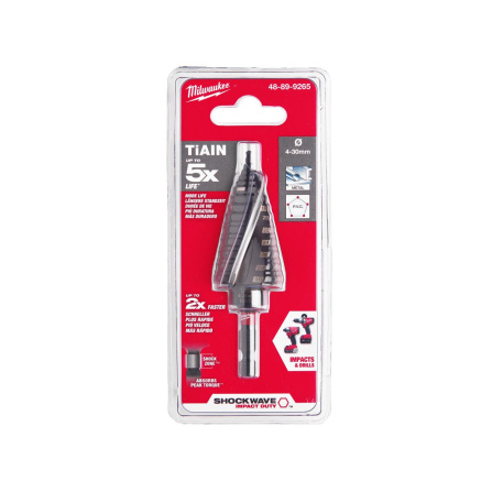 Vrták stupňovitý 4 - 30 mm 12 stupňů 95 mm SHOCKWAVE IMPACT DUTY Milwaukee 48899265 - 3