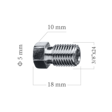 Šroubení brzdového potrubí 3/8x24 UNF 4,75 mm L18 mm 5-100-115