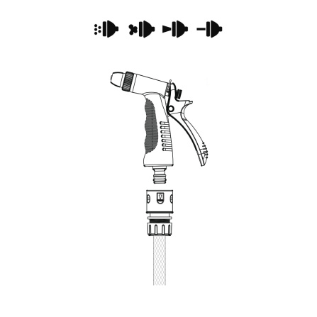 Pistole přímá zavlažovací Trigger Control 4 funkce Dedra 80N221K - 2