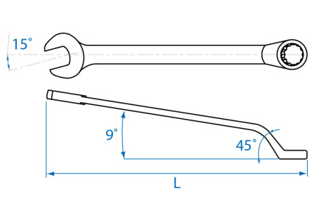 Klíč maticový očkoplochý vyhnutý 45* 13 mm Klíč maticový očkoplochý vyhnutý 45* 13 mm