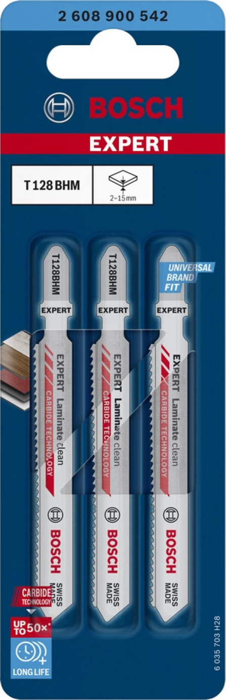 Karbidové pilové plátky T 128 BHM Bosch Expert Laminate clean 3ks 2608900542