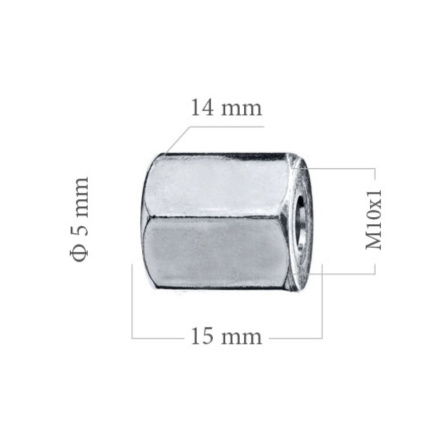 Šroubení brzdového potrubí M10x1 4,75 mm L15 mm 5-100-108 - 2